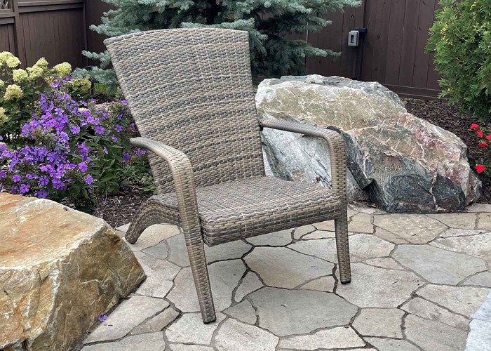 Lakewood XL woven adirondack for dock seating in Wisconsin