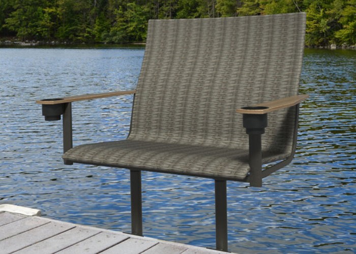 Pierside woven bench with cupholders available in WI