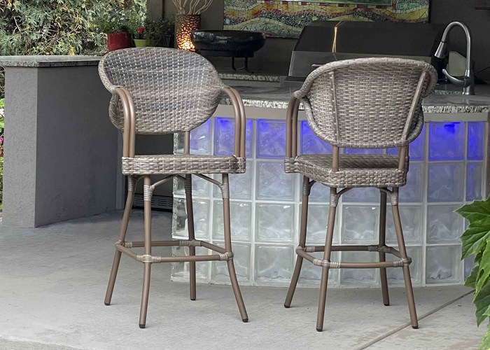 Tanner woven bar stools for outdoor Wisconsin seating