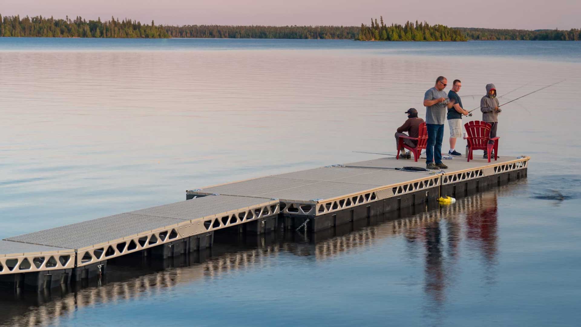 floating dock with people fishing