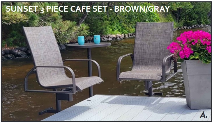 Sunset 3 Piece Cafe Set  in brown