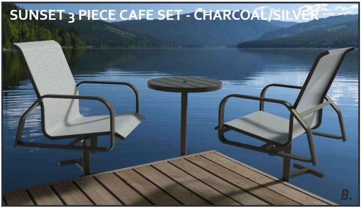 Sunset 3 Piece Cafe Set in gray